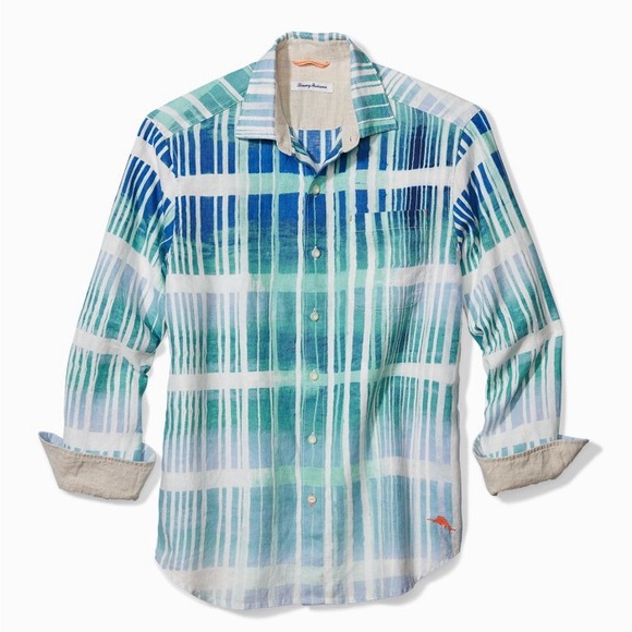 OVER 70% OFF❗️ Tommy Bahama Okeechobee Ombré Breezer Linen Button Down Large - Picture 3 of 10